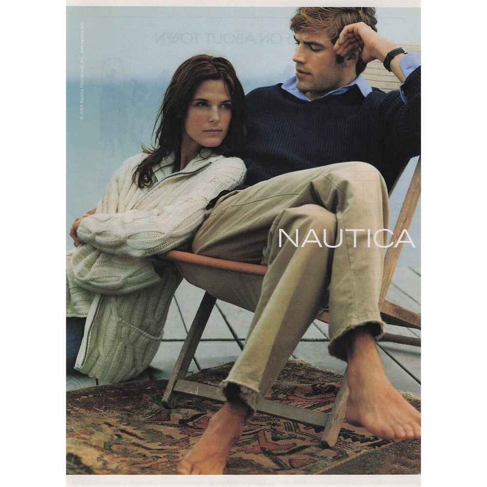 2004 NAUTICA fashion sexy man woman feet khakis gay interest print ad photo art